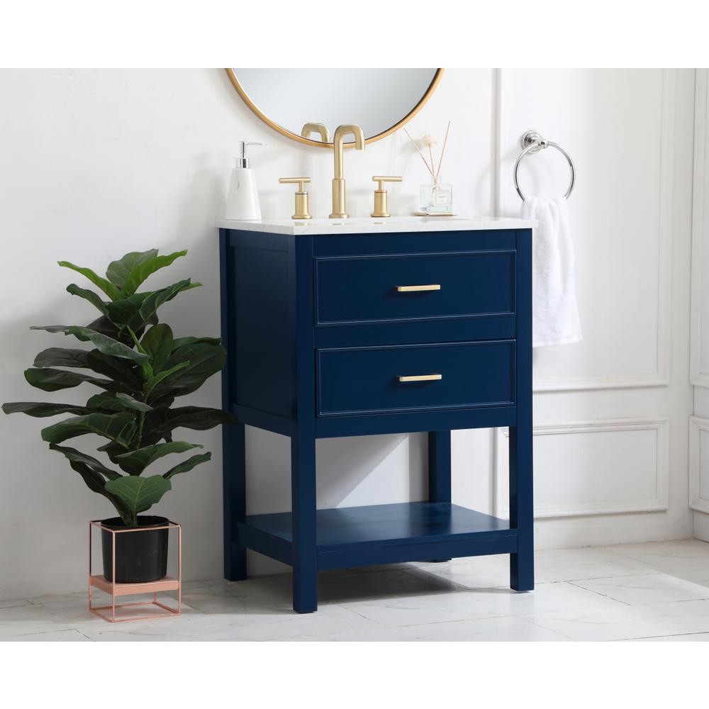24 inch Single Bathroom Vanity in Blue. Picture 2