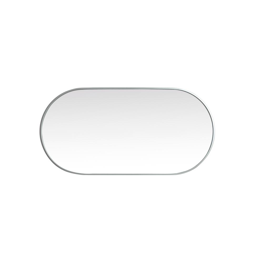 Metal Frame Oval Mirror 24x48 Inch in Silver. Picture 8