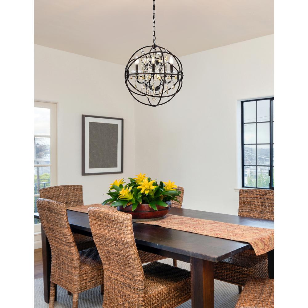 Geneva 5 light Dark Bronze Pendant Golden Teak (Smoky) Royal Cut crystal. Picture 7
