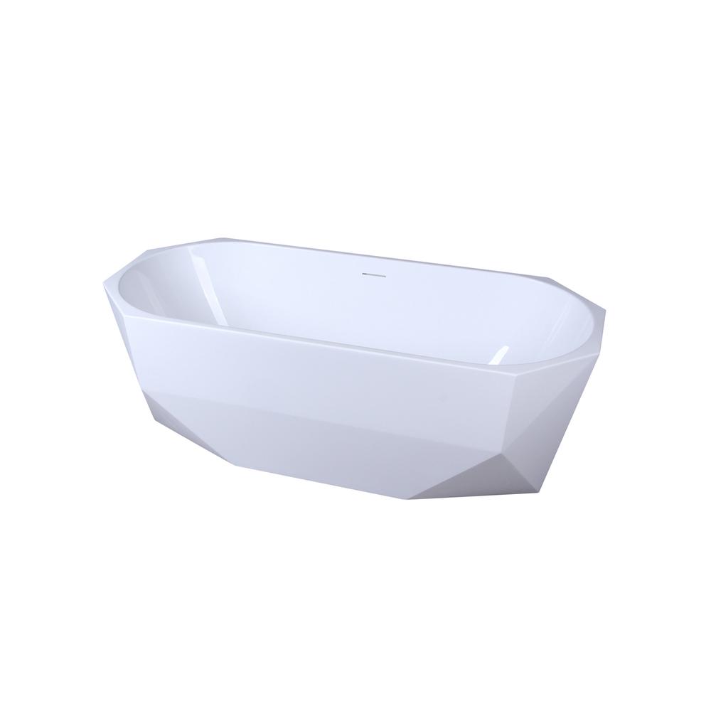 67 inch soaking diamond style bathtub in glossy white. Picture 8