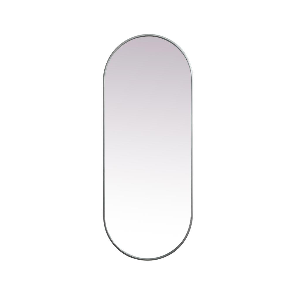 Metal Frame Oval Mirror 24x60 Inch in Silver. Picture 1