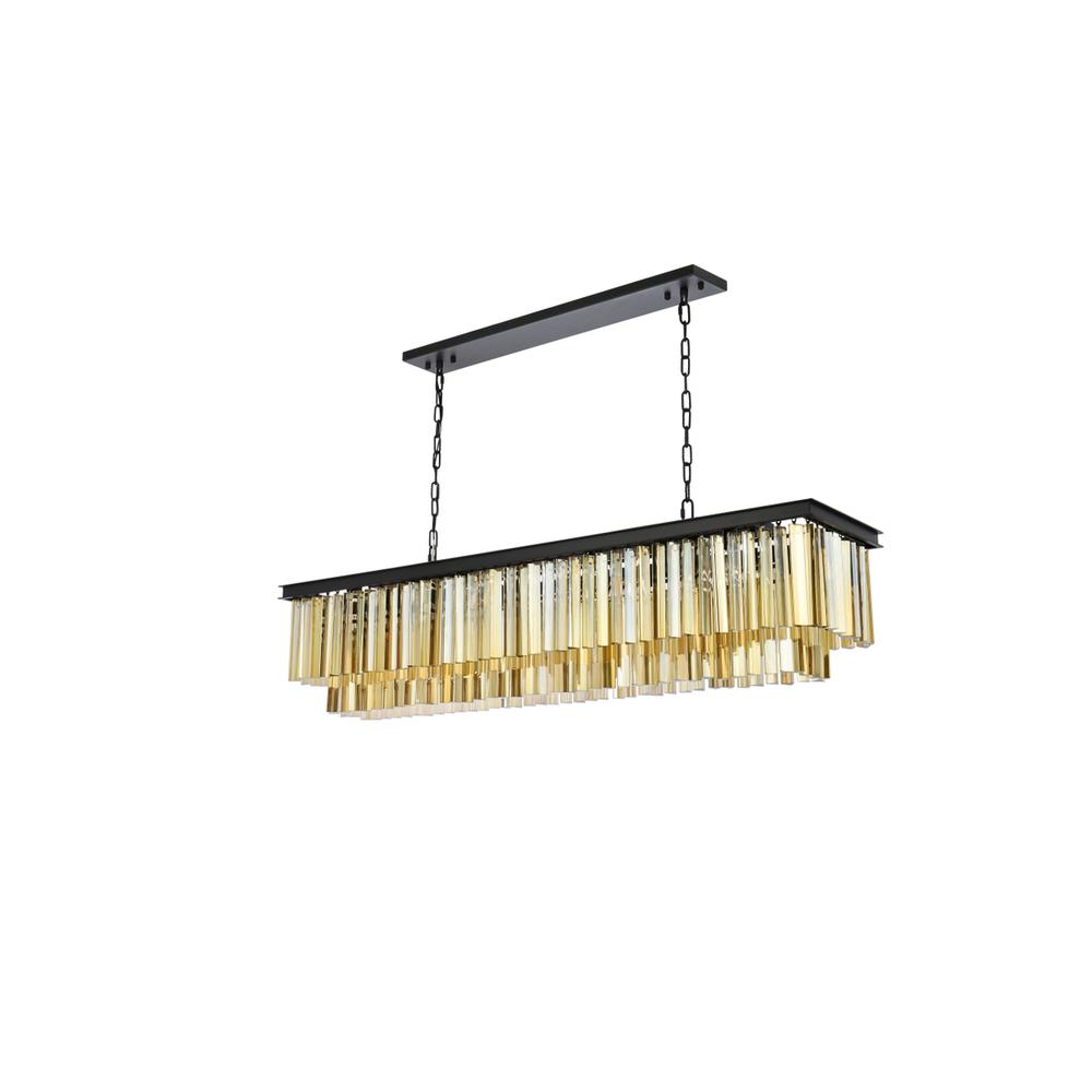 Sydney 12 light Matte Black Chandelier Golden Teak (Smoky) Royal Cut Crystal. Picture 6