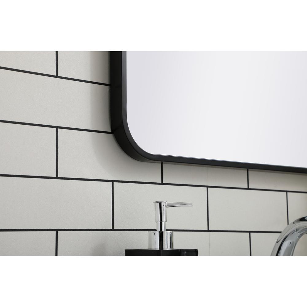 Soft corner metal rectangular mirror 22x36 inch in Black. Picture 4