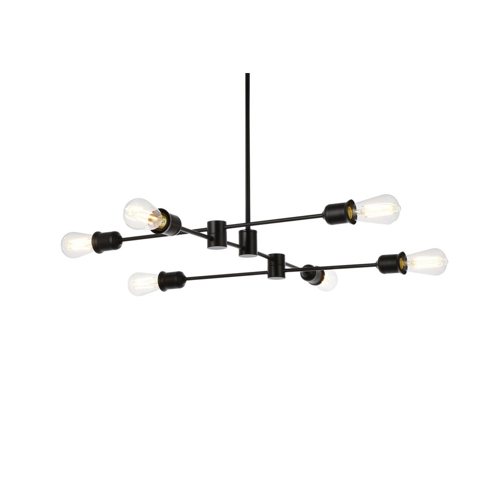 Xavier 6 lights pendant in black. Picture 2