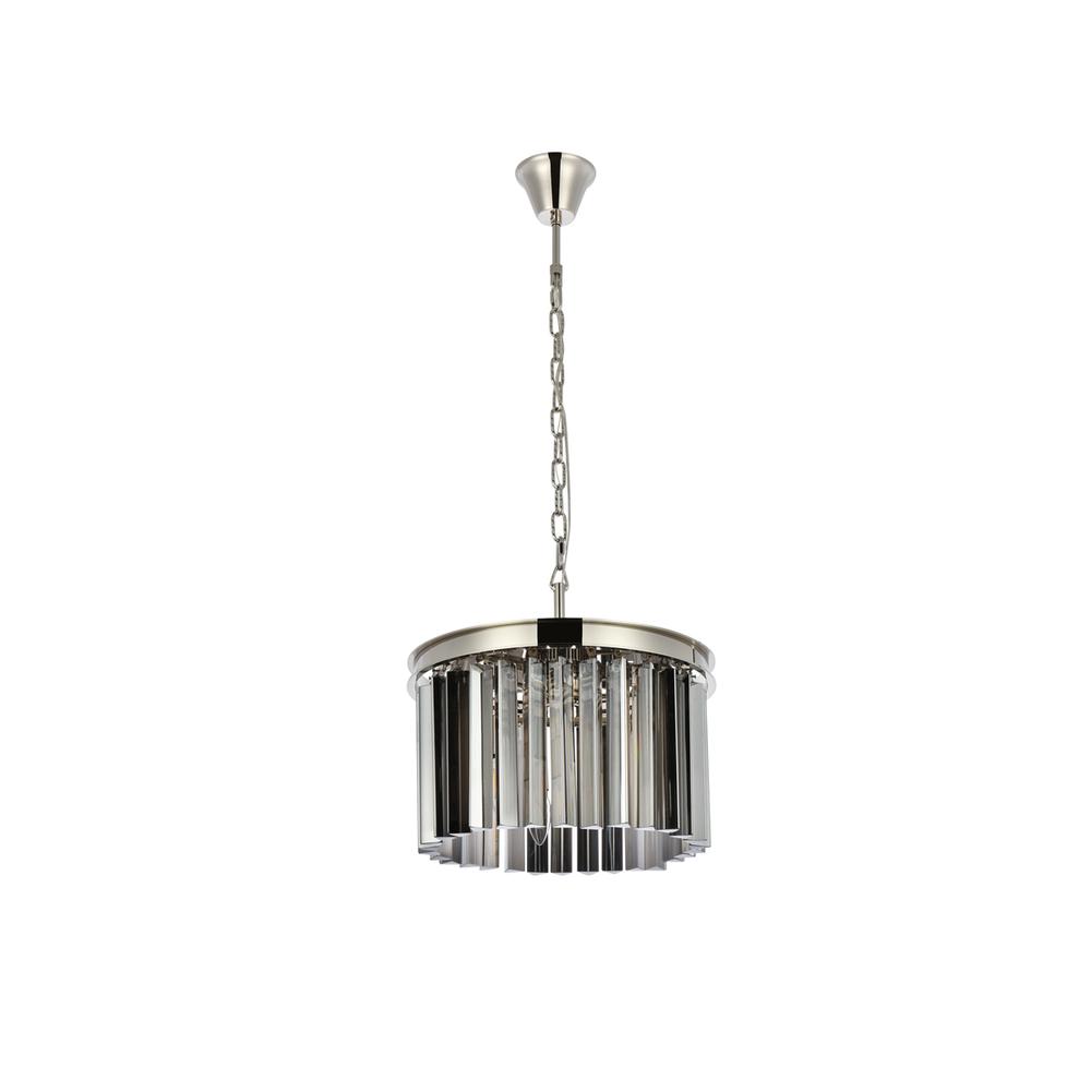 Sydney 3 light polished nickel Pendant Silver Shade (Grey) Royal Cut Crystal. Picture 6