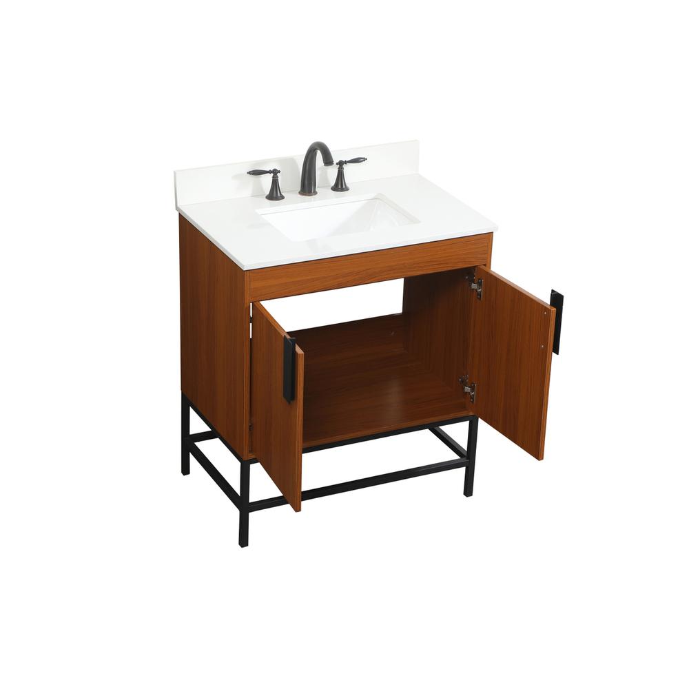 30 inch Single bathroom vanity in teak with backsplash. Picture 9