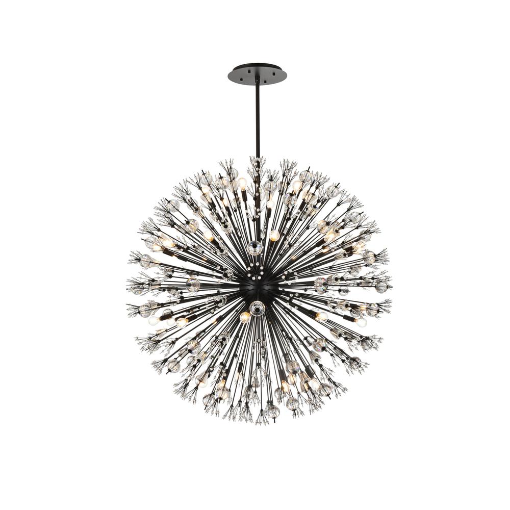Vera 50 inch crystal starburst round pendant in black. Picture 1