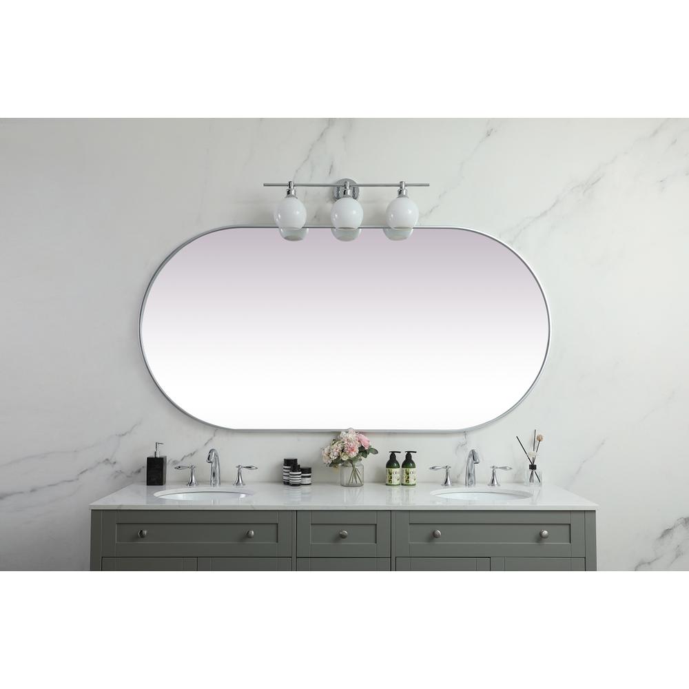 Metal Frame Oval Mirror 36x72 Inch in Silver. Picture 3