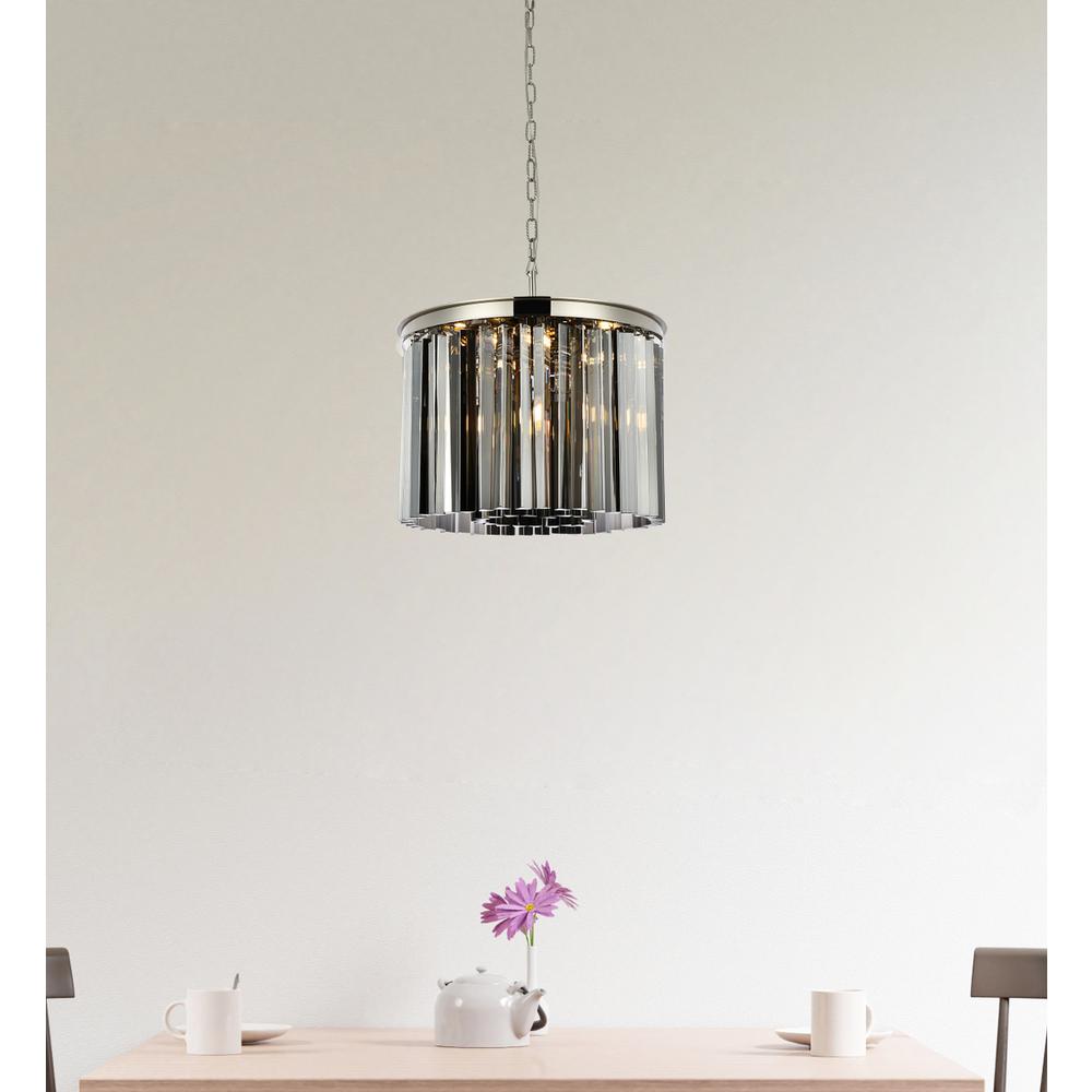 Sydney 6 light polished nickel Pendant Silver Shade (Grey) Royal Cut Crystal. Picture 8