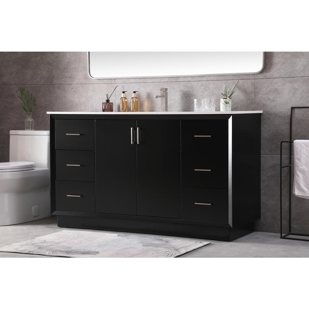 60 Inch SIngle Bathroom Vanity In Black. Picture 2