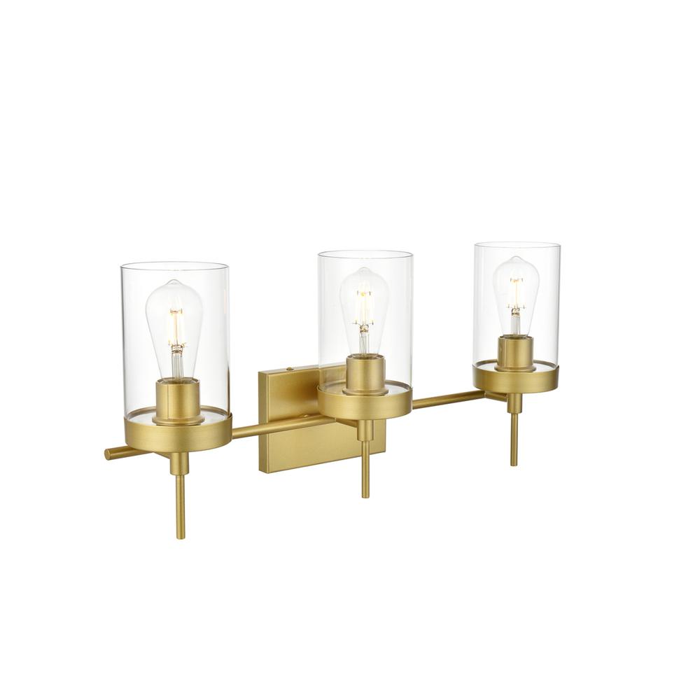 Benny 3 light Brass and Clear Bath Sconce. Picture 3