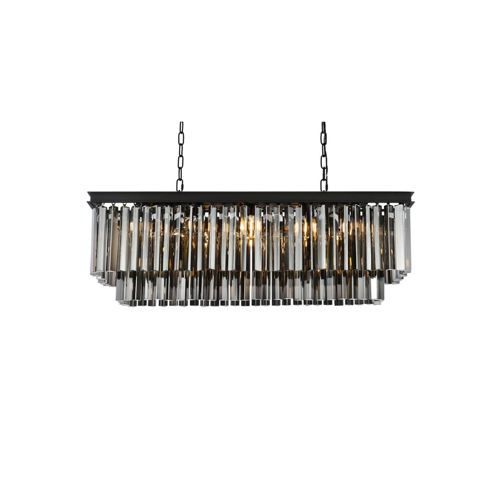 Sydney 12 light Matte Black Chandelier Silver Shade (Grey) Royal Cut Crystal. Picture 2