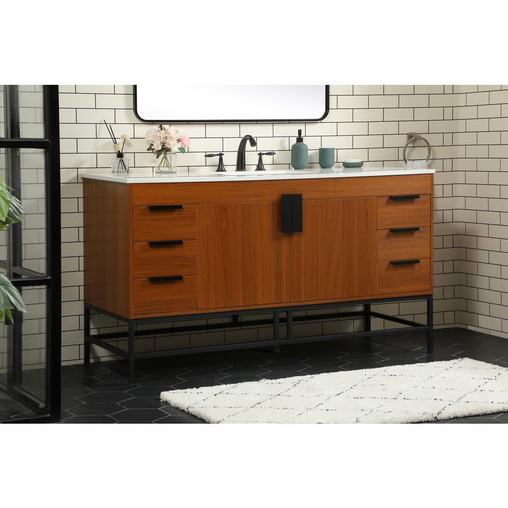 60 inch Single bathroom vanity in teak. Picture 2