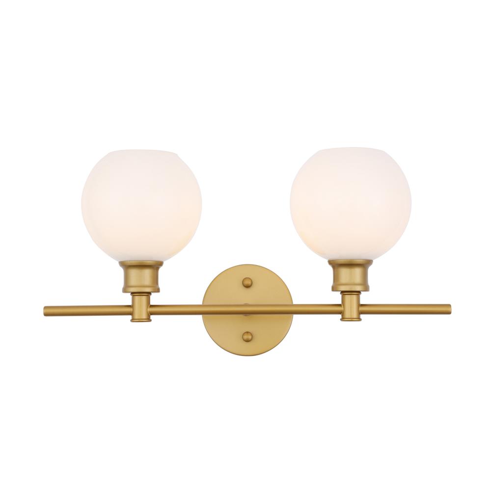 Collier 2 light Brass and Frosted white glass Wall sconce. Picture 1
