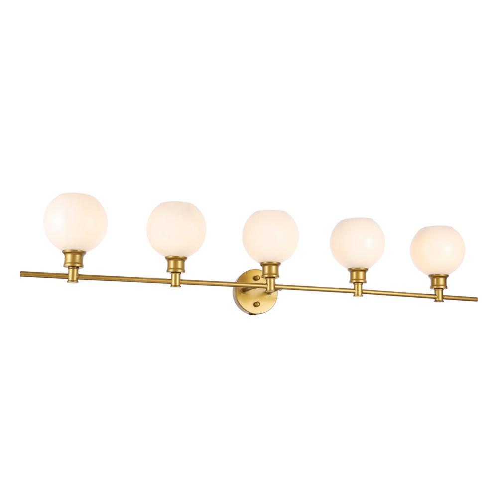 Collier 5 light Brass and Frosted white glass Wall sconce. Picture 2