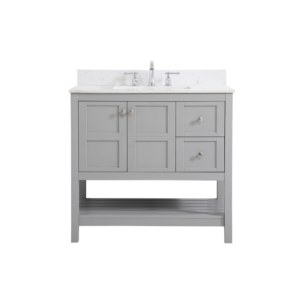 36 inch Single Bathroom Vanity in Gray with Backsplash. Picture 1