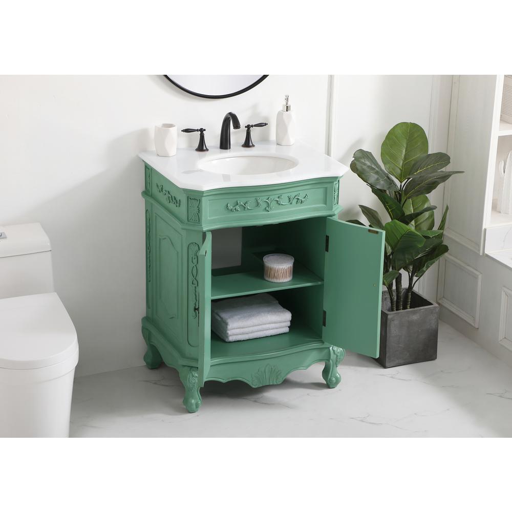 27 inch Single Bathroom vanity in vintage mint. Picture 3