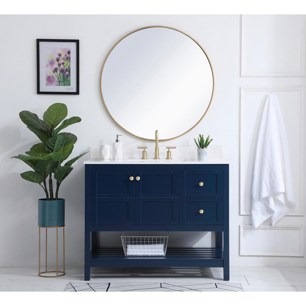 42 inch Single Bathroom Vanity in Blue with Backsplash. Picture 5
