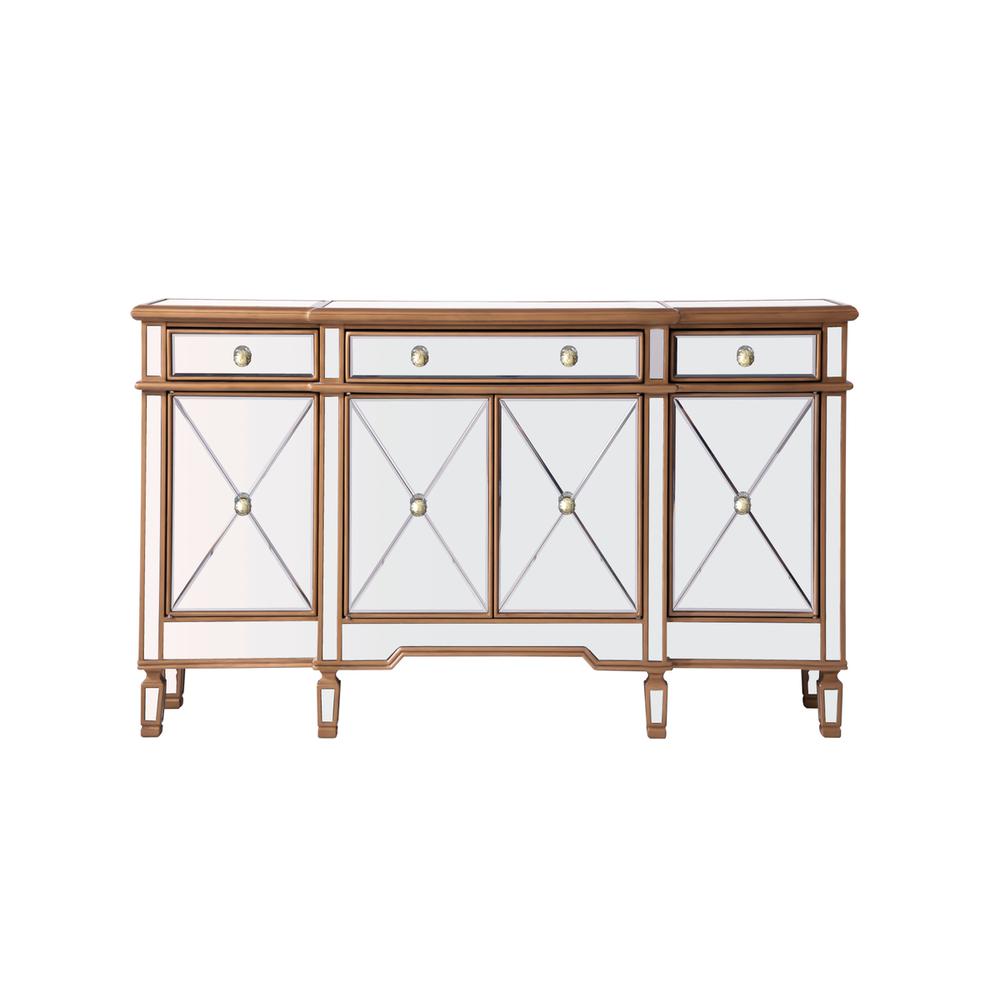 3 Drawer 4 Door Cabinet 60 in. x 14 in. x 36 in. in Gold Clear. Picture 1