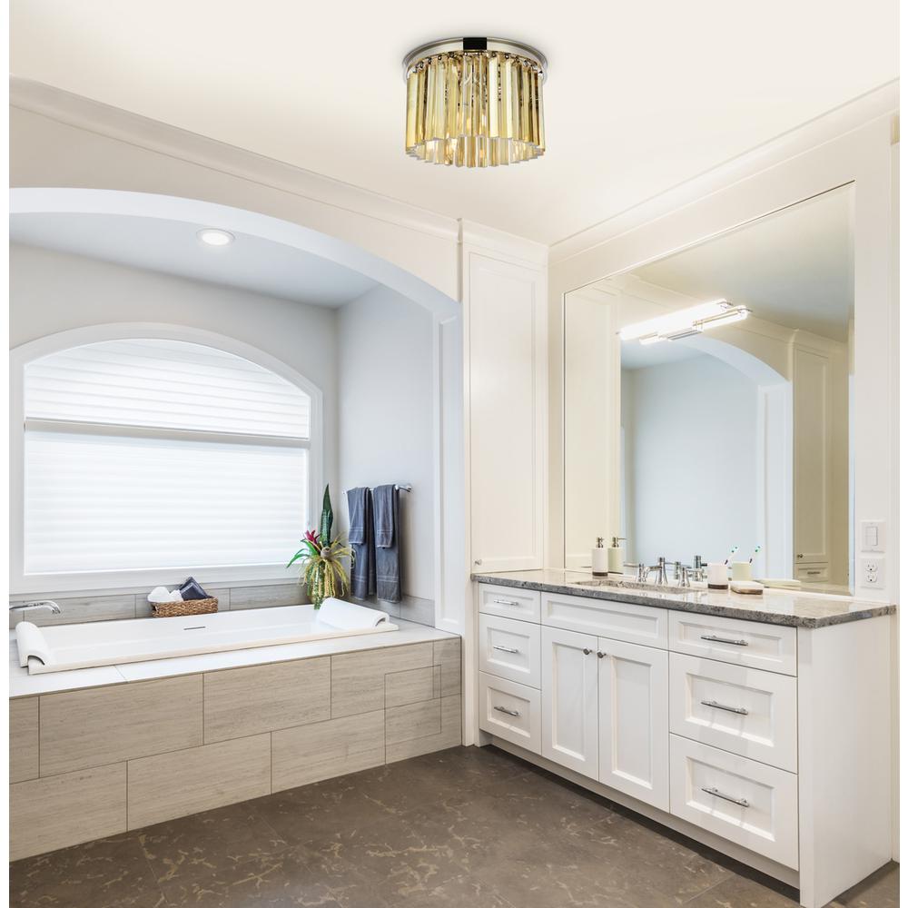 Sydney 3 light polished nickel Flush Mount Golden Teak (Smoky) Royal Cut Crystal. Picture 7