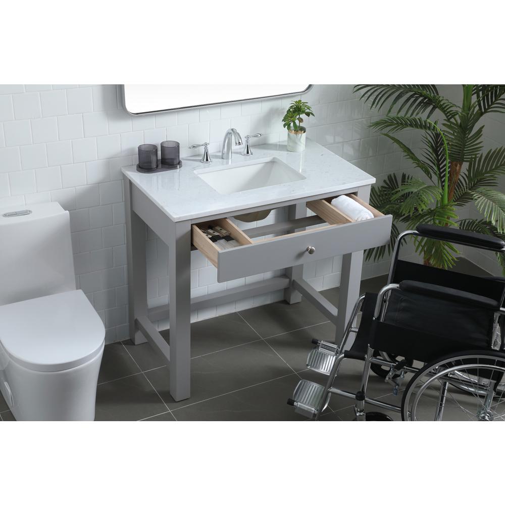 36 Inch ADA Compliant Bathroom Vanity In Grey. Picture 3