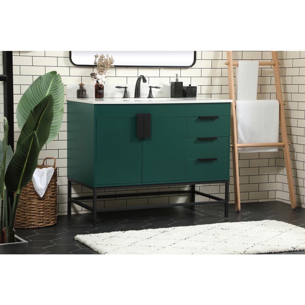 42 inch Single bathroom vanity in green with backsplash. Picture 2