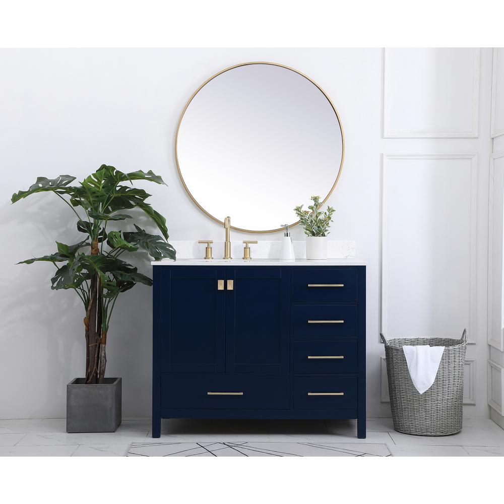 42 inch Single Bathroom Vanity in Blue with Backsplash. Picture 4