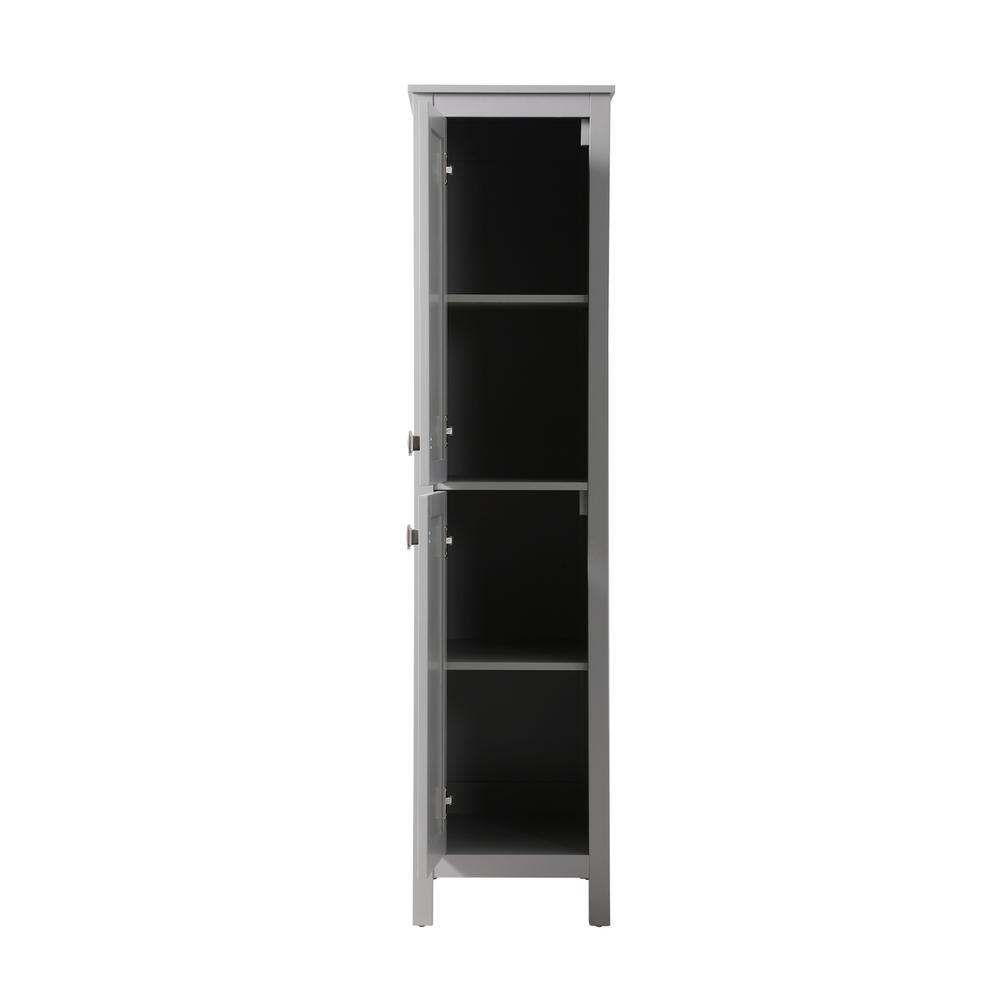 16 Inch Wide Bathroom Linen Storage Freestanding Cabinet In Grey. Picture 4