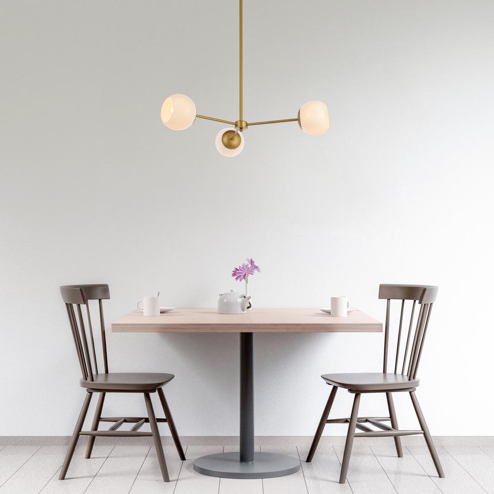 Briggs 32 inch pendant in brass with white shade. Picture 7