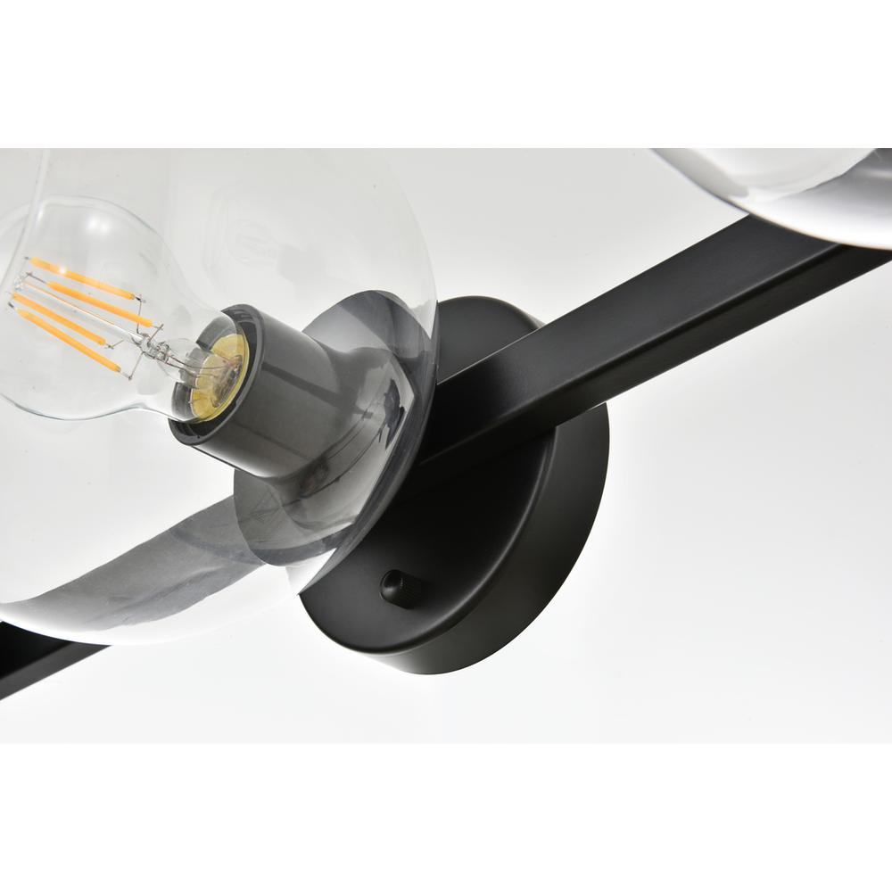 Rogelio 3 light Black and Clear Bath Sconce. Picture 4