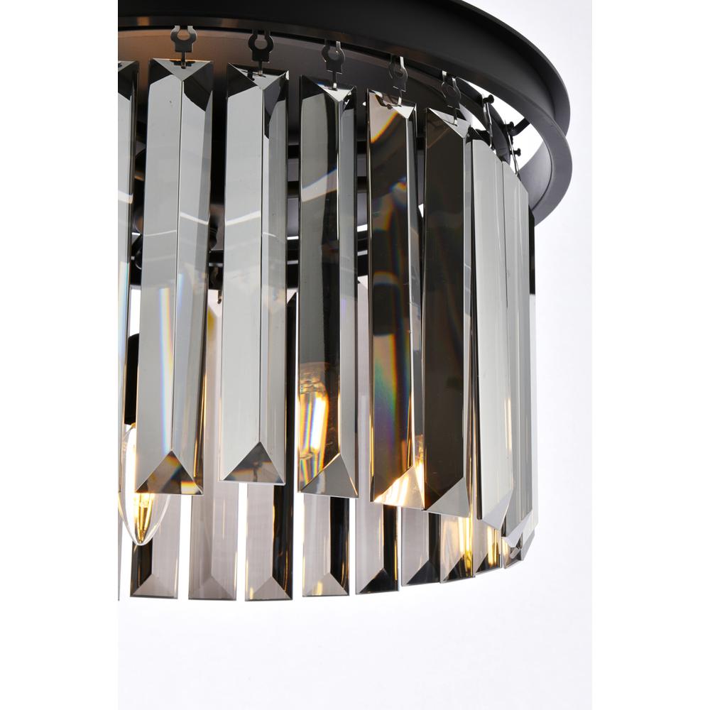 Sydney 3 light Matte Black Pendant Silver Shade (Grey) Royal Cut Crystal. Picture 3