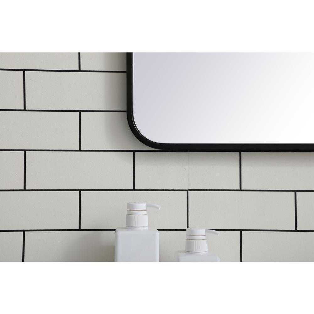 Soft corner metal rectangular mirror 24x36 inch in Black. Picture 3