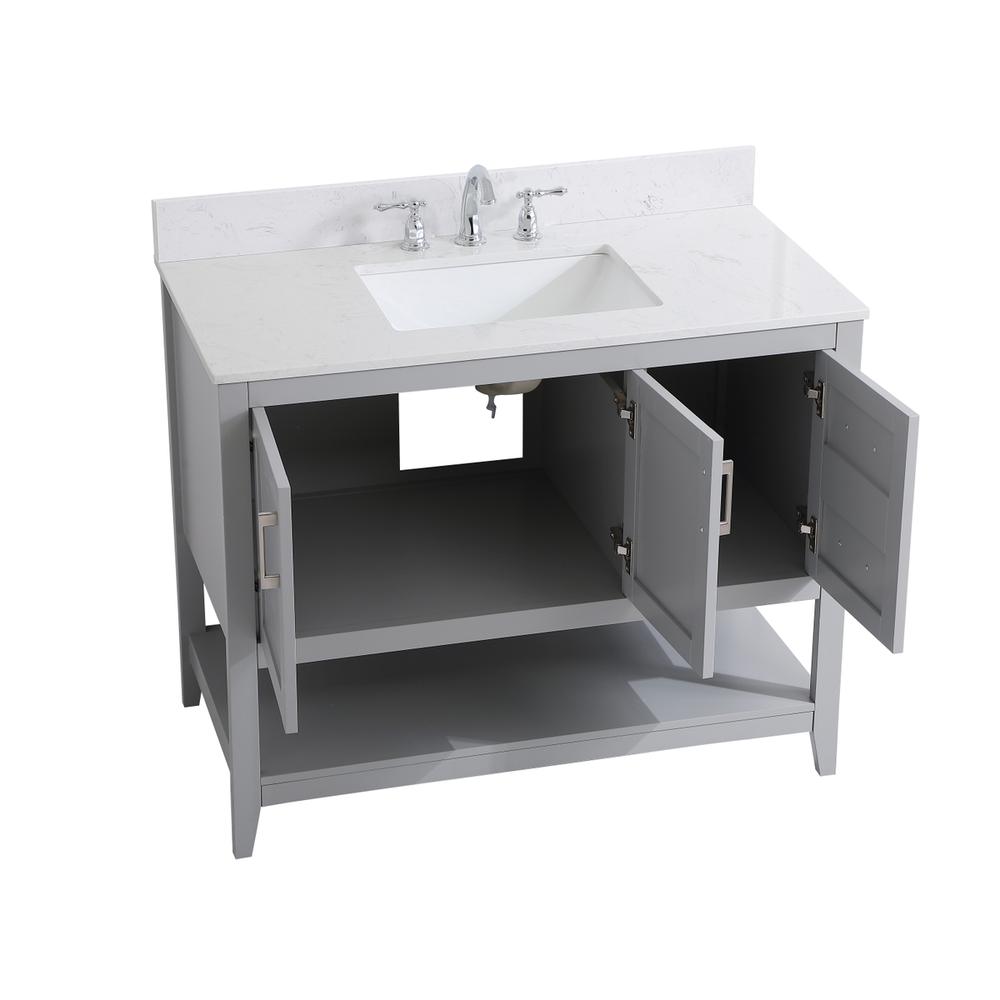 42 inch Single Bathroom Vanity in Grey with Backsplash. Picture 10