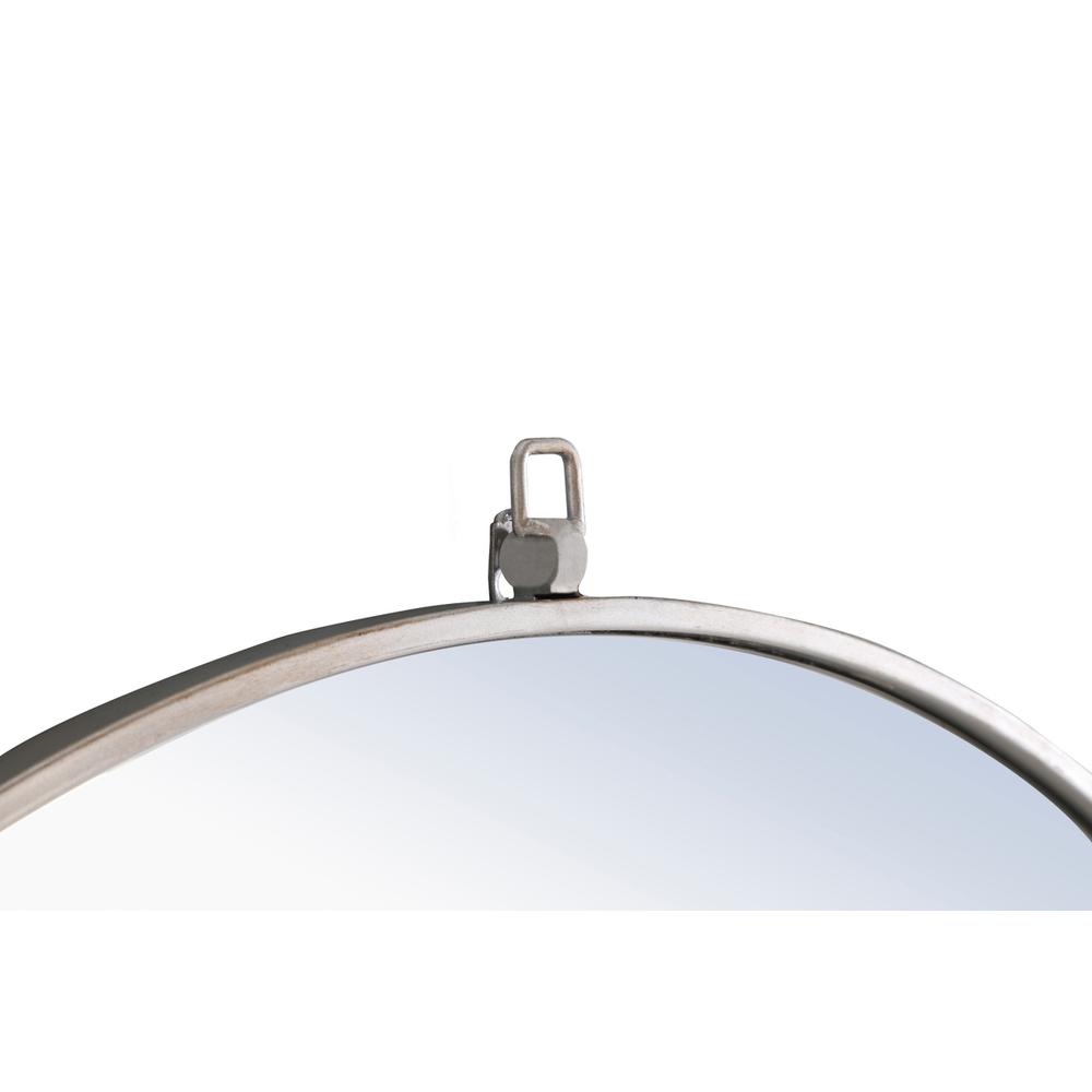 Metal frame Round Mirror with decorative hook 32 inch Silver finish. Picture 5