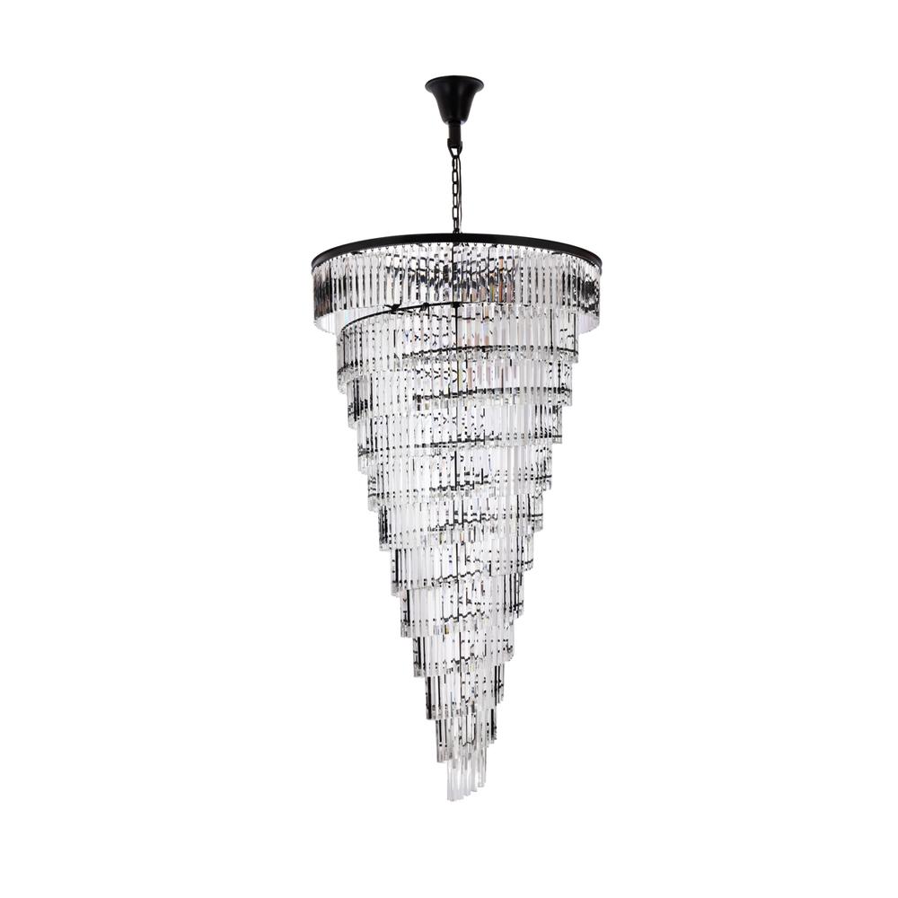 Sydney 48 inch spiral crystal chandelier in matte black. Picture 6