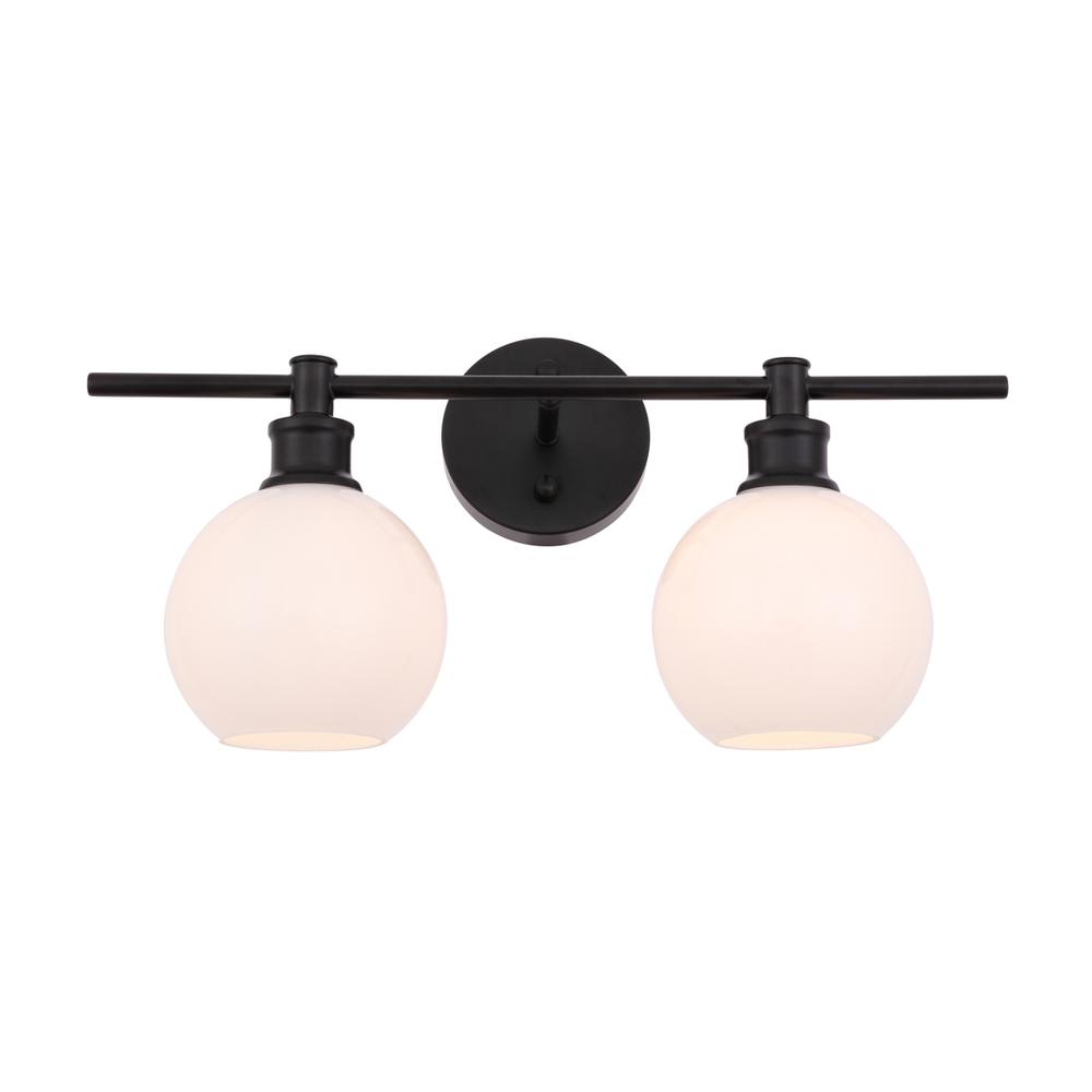 Collier 2 light Black and Frosted white glass Wall sconce. Picture 11