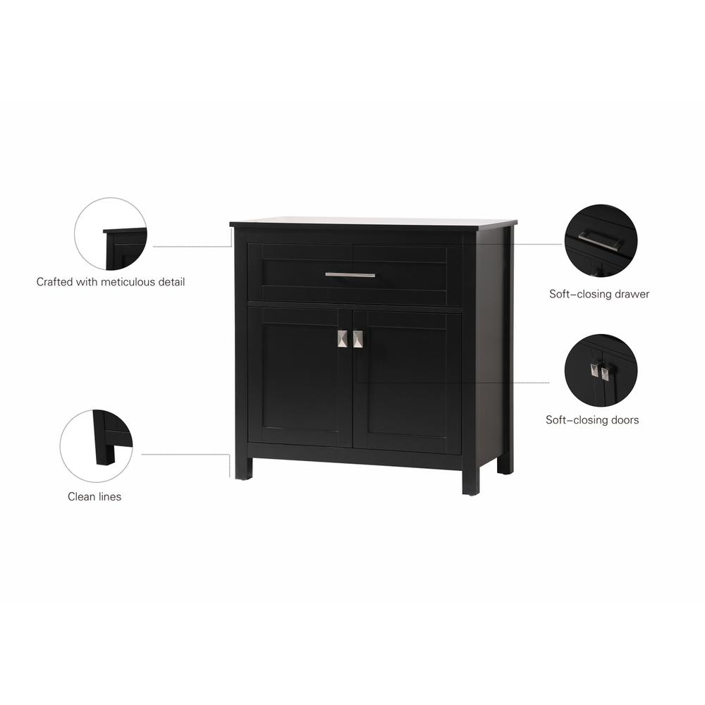 30 Inch Wide Bathroom Storage Freestanding Cabinet In Black. Picture 11