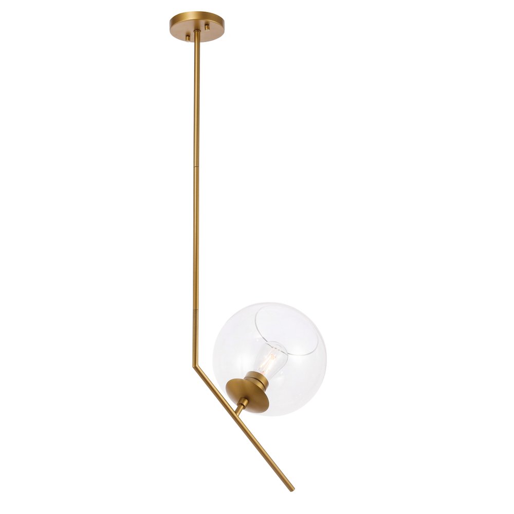 Ryland 1 Light Brassand Clear Glass Pendant. Picture 4
