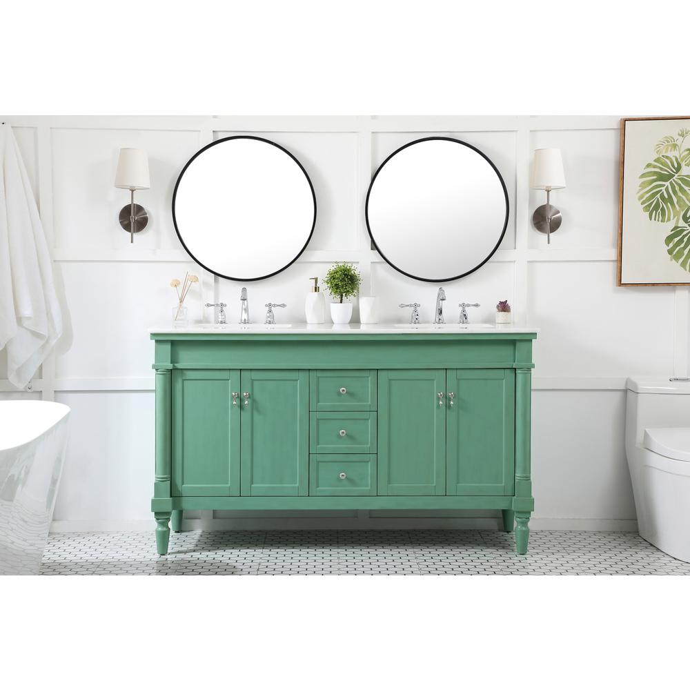 60 inch double bathroom vanity in vintage mint. Picture 4