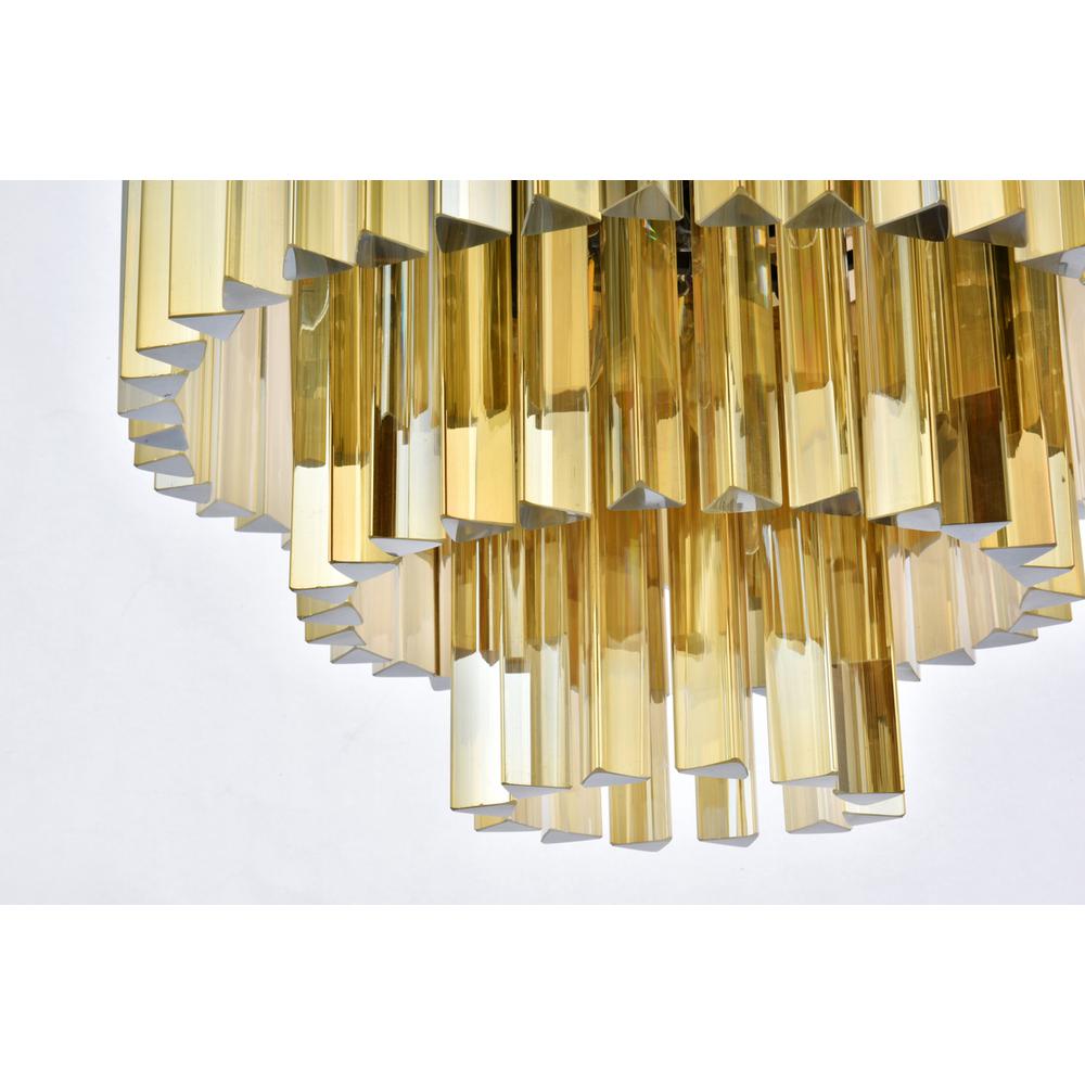 Sydney 9 light Matte Black Flush Mount Golden Teak (Smoky) Royal Cut Crystal. Picture 3