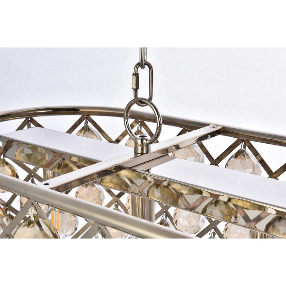Madison 7 light polished Nickel Chandelier Golden Teak (Smoky) Royal Cut Crystal. Picture 4