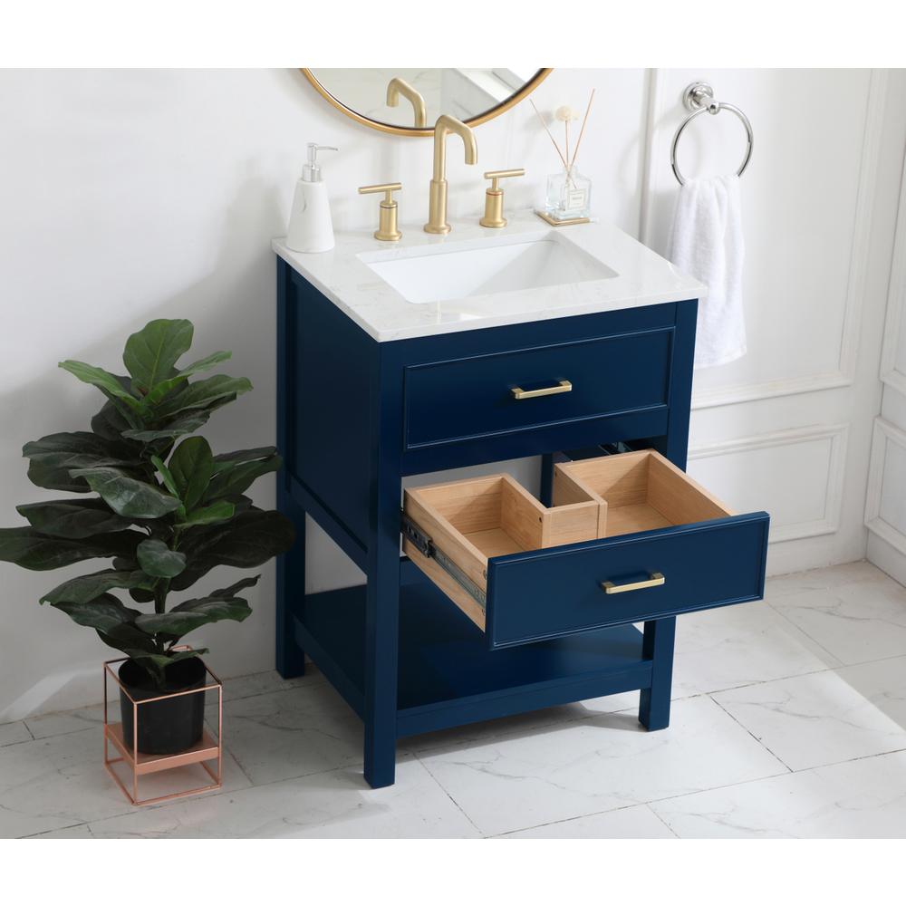24 inch Single Bathroom Vanity in Blue. Picture 3