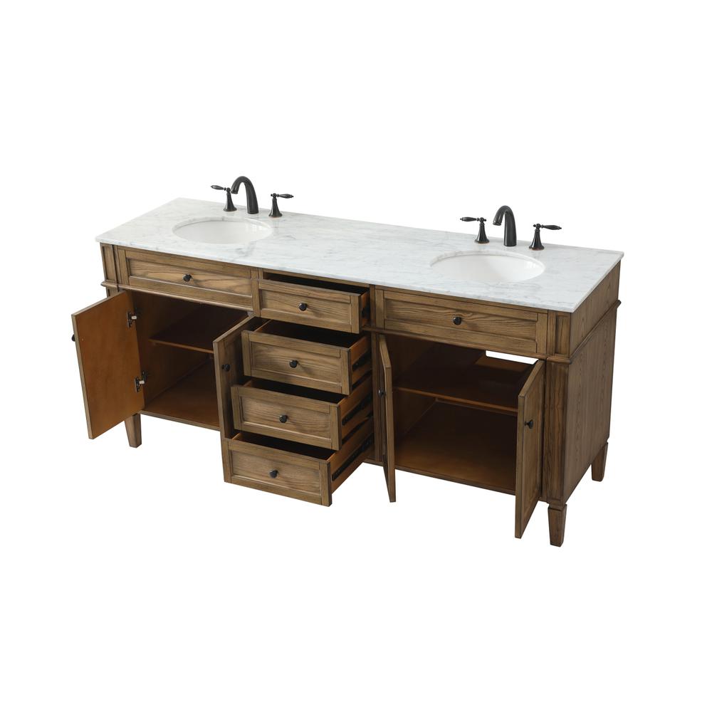 72 inch double bathroom vanity in driftwood. Picture 9