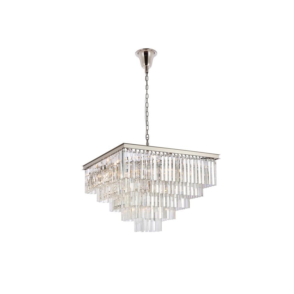 Sydney 34 inch square crystal chandelier in polished nickel. Picture 1