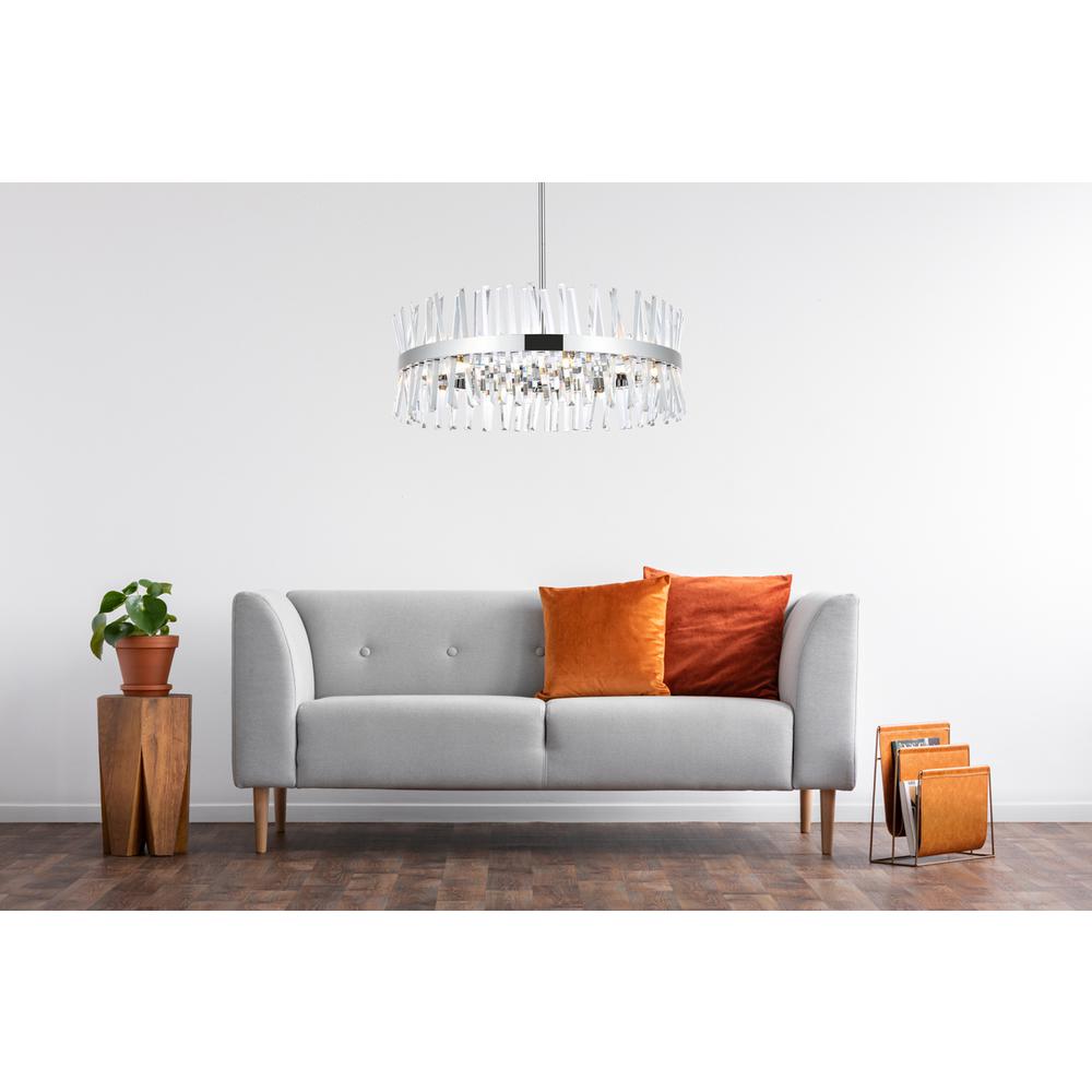 Serephina 32 inch crystal round chandelier light in chrome. Picture 7