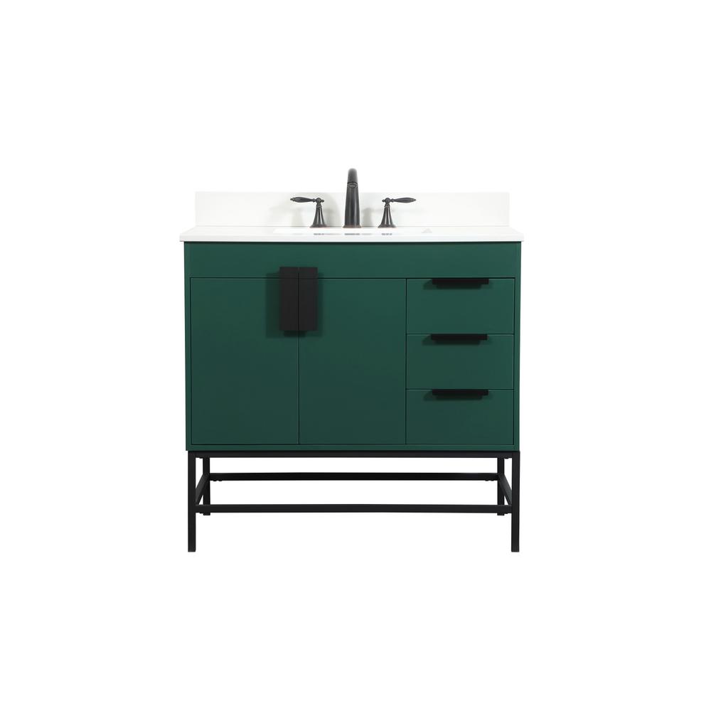 36 inch Single bathroom vanity in green with backsplash. Picture 1