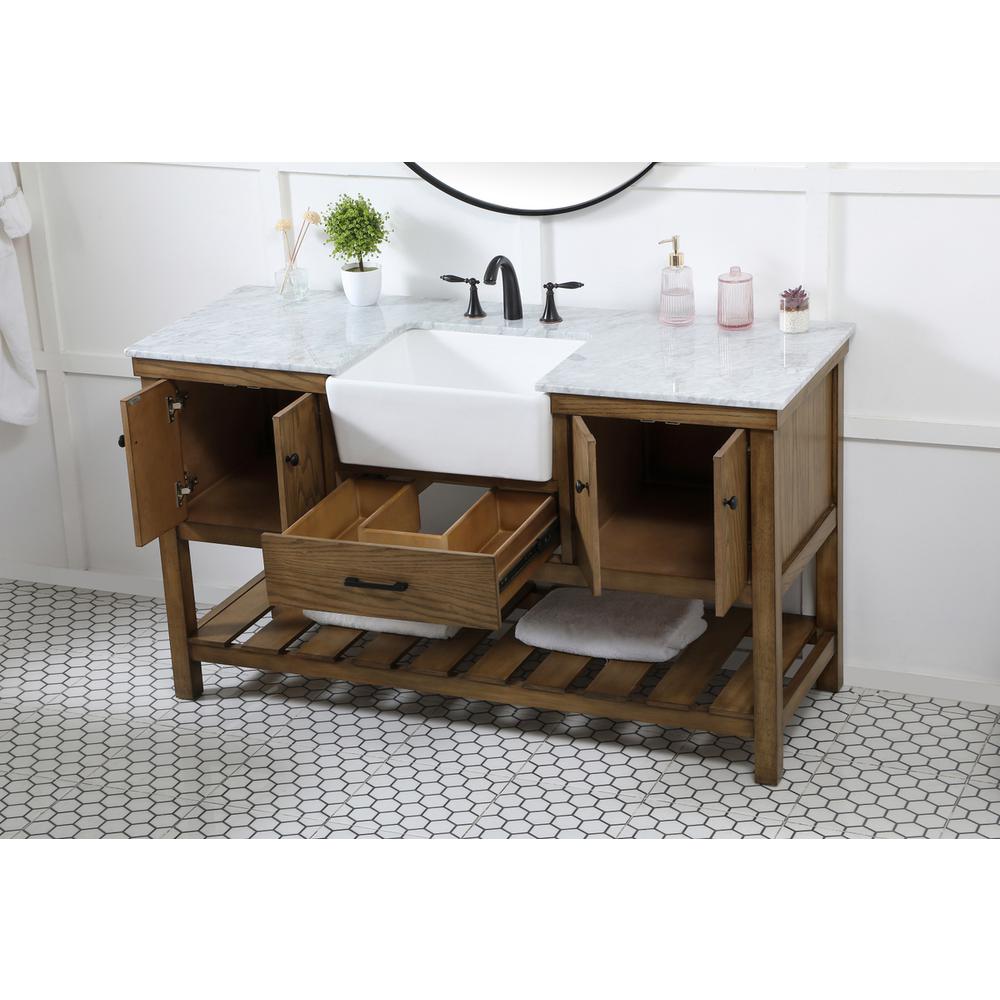 60 inch Single bathroom vanity in driftwood. Picture 3