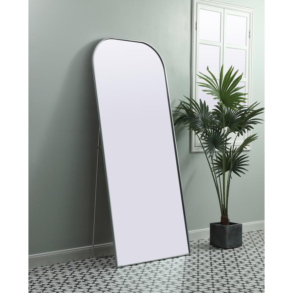Metal Frame Arch Full Length Mirror 32x76 Inch in Silver. Picture 2
