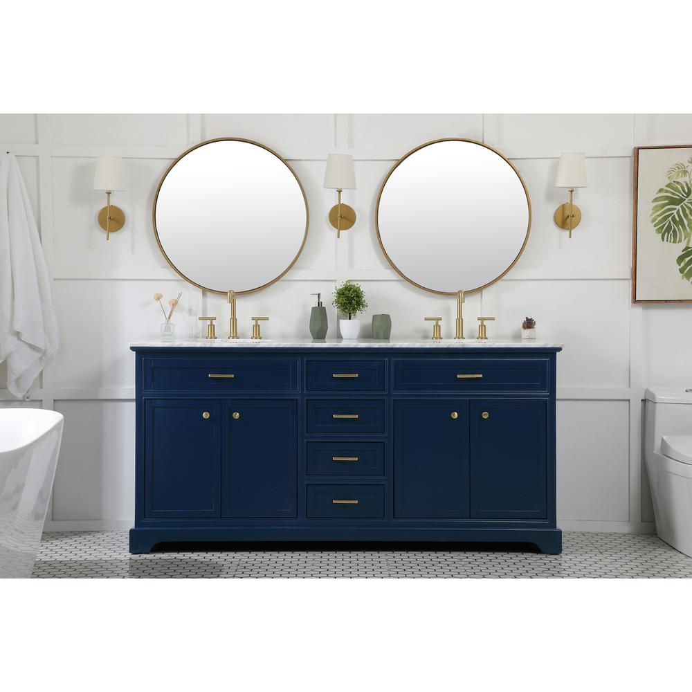 72 inch double bathroom vanity in blue. Picture 4