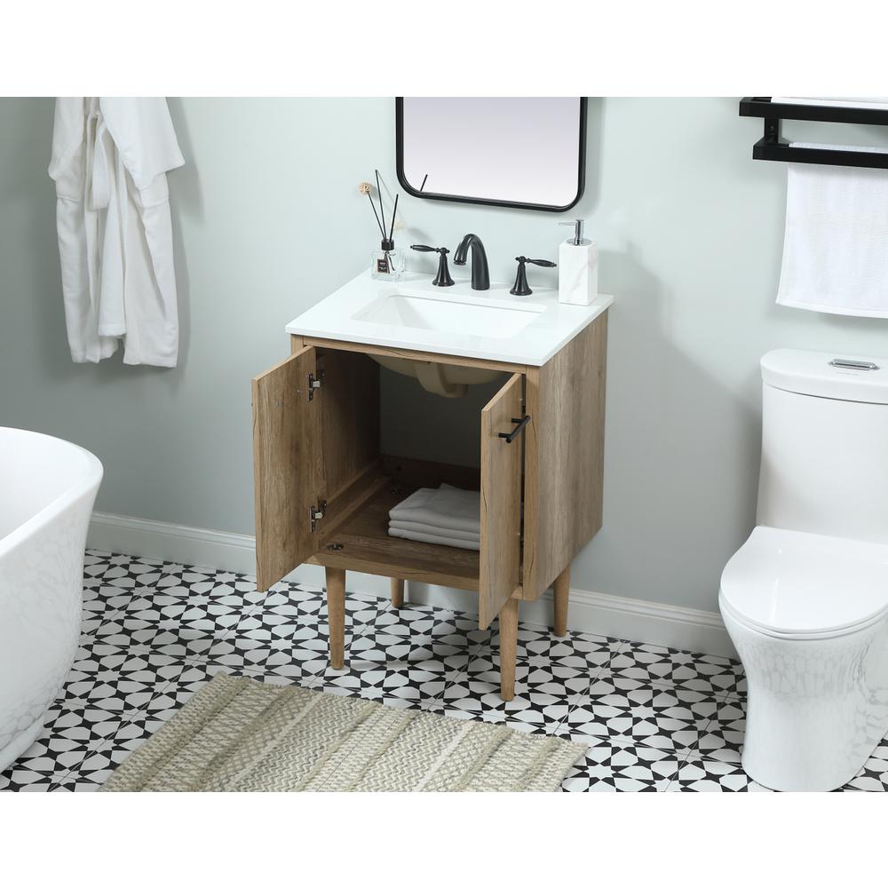 24 inch Single bathroom vanity in natural oak. Picture 3